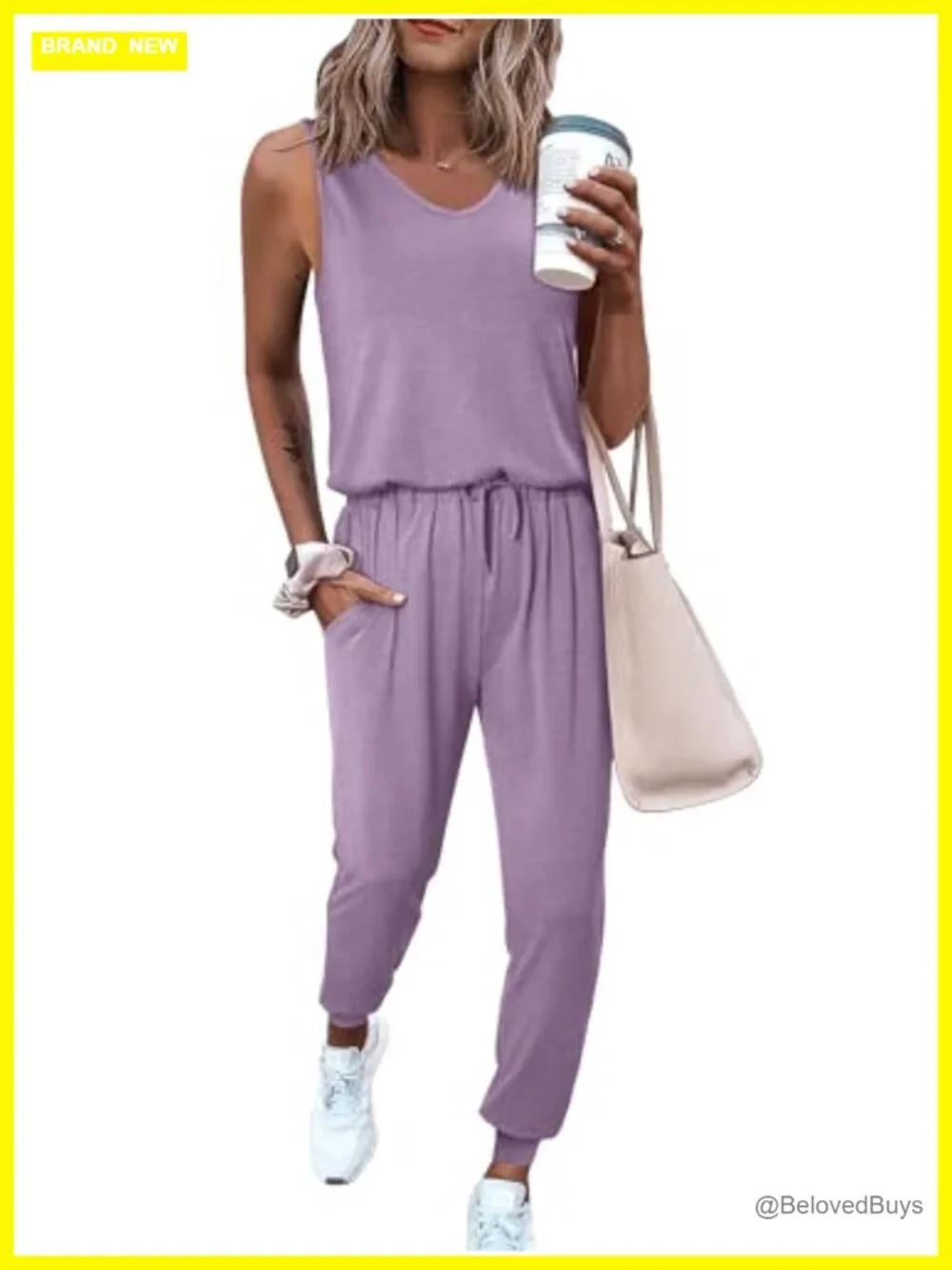 Two Piece Outfit Sleeveless Tank Top and Drawstring Jogger Pants S-XXL